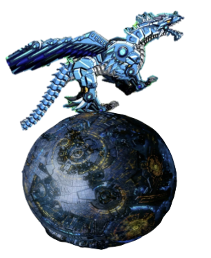 A blue dragon on a round blue sphereDescription automatically generated